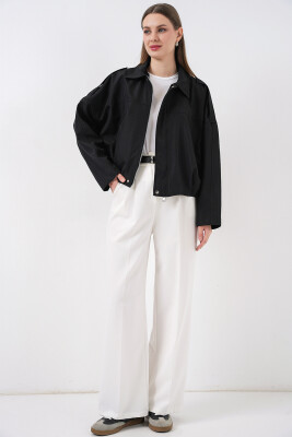 Kadın Oversize Kısa Ceket 0732 - Siyah - 2