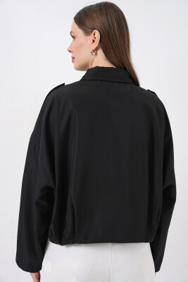 Kadın Oversize Kısa Ceket 0732 - Siyah - 7
