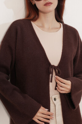 Kadın Oversize Triko Hırka 15972 - Kahverengi - 5