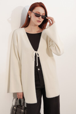 Kadın Oversize Triko Hırka 15972 - Krem - 3
