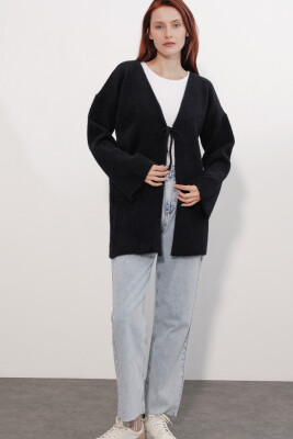 Kadın Oversize Triko Hırka 15972 - Siyah - 2