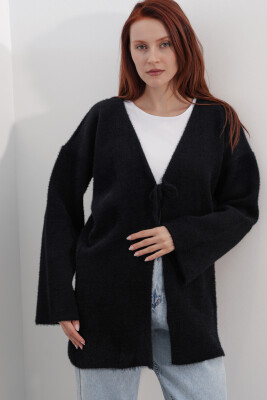 Kadın Oversize Triko Hırka 15972 - Siyah - 3