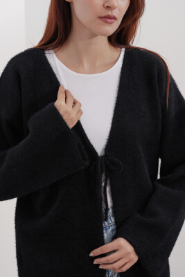 Kadın Oversize Triko Hırka 15972 - Siyah - 5