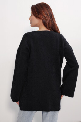 Kadın Oversize Triko Hırka 15972 - Siyah - 6
