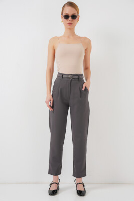 Kadın Pileli Kemerli Kumaş Pantolon 6725 - Antrasit 