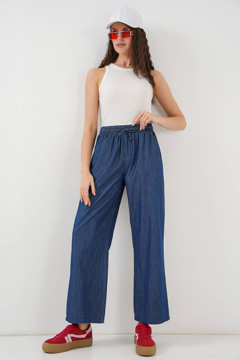 Kadın Rahat Kalıp Kot Pantolon 6707 - Lacivert - BİGDART