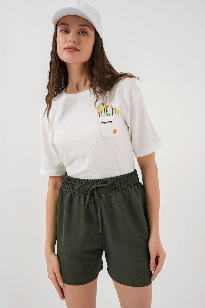 Kadın Rahat Kalıp Şort 5327 - Haki - BİGDART