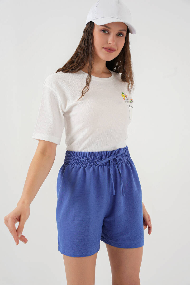 Kadın Rahat Kalıp Şort 5327 - İndigo - BİGDART