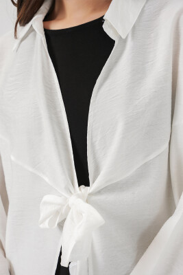 Kadın Salaş Bağcıklı Kimono 5981 - Beyaz - 4