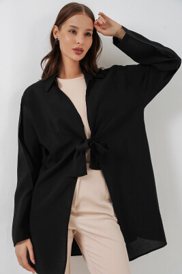 Kadın Salaş Bağcıklı Kimono 5981 - Siyah - 1