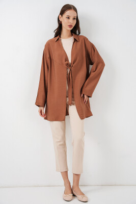 Kadın Salaş Bağcıklı Kimono 5981 - Taba - 2