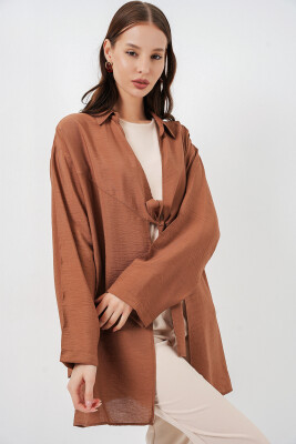 Kadın Salaş Bağcıklı Kimono 5981 - Taba - 3