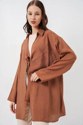 Kadın Salaş Bağcıklı Kimono 5981 - Taba - 4