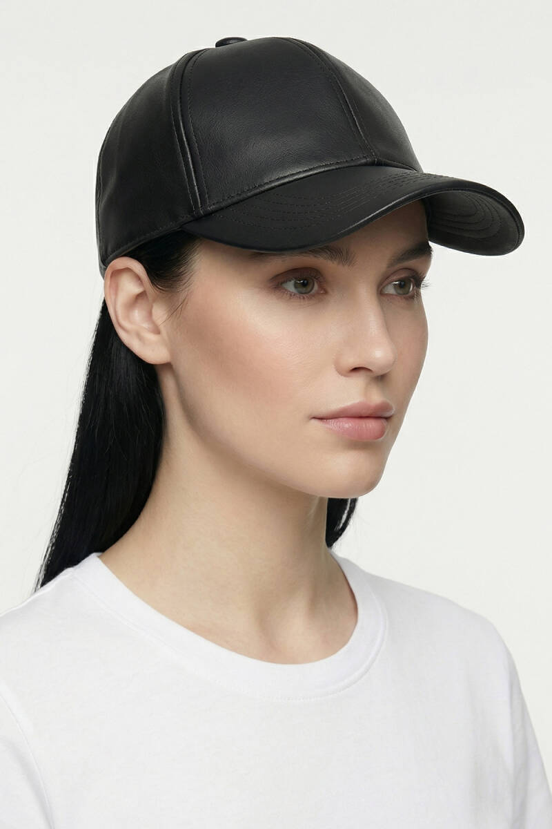 Kadın Suni Deri Şapka 010195 - Siyah - BİGDART