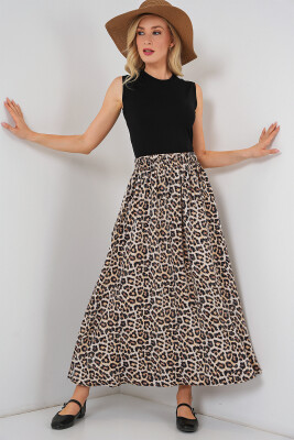 Kadın Uzun Ayrobin Etek 8050 - C. Kahverengi 