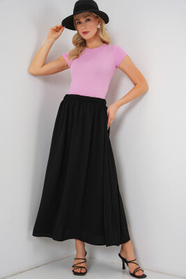 Kadın Uzun Ayrobin Etek 8050 - Siyah 