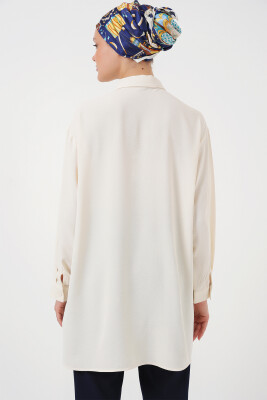 Kadın Uzun Gömlek Tunik 5945 - Ekru - 6