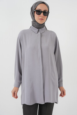 Kadın Uzun Gömlek Tunik 5945 - Gri 