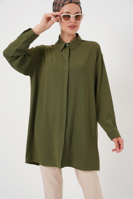 Kadın Uzun Gömlek Tunik 5945 - Haki 
