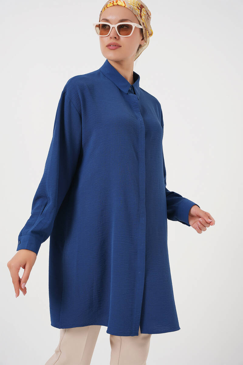Kadın Uzun Gömlek Tunik 5945 - İndigo - BİGDART