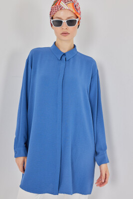 Kadın Uzun Gömlek Tunik 5945 - Saks 