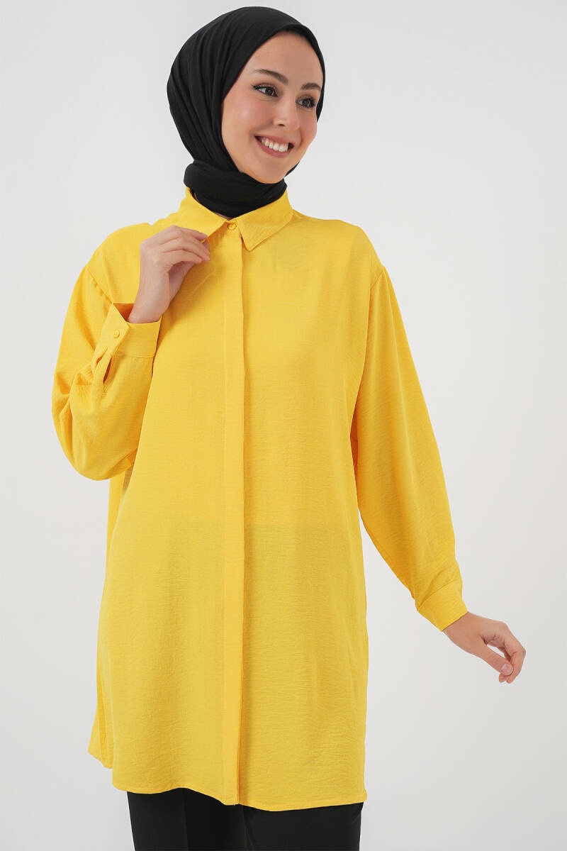 Kadın Uzun Gömlek Tunik 5945 - Sarı - BİGDART
