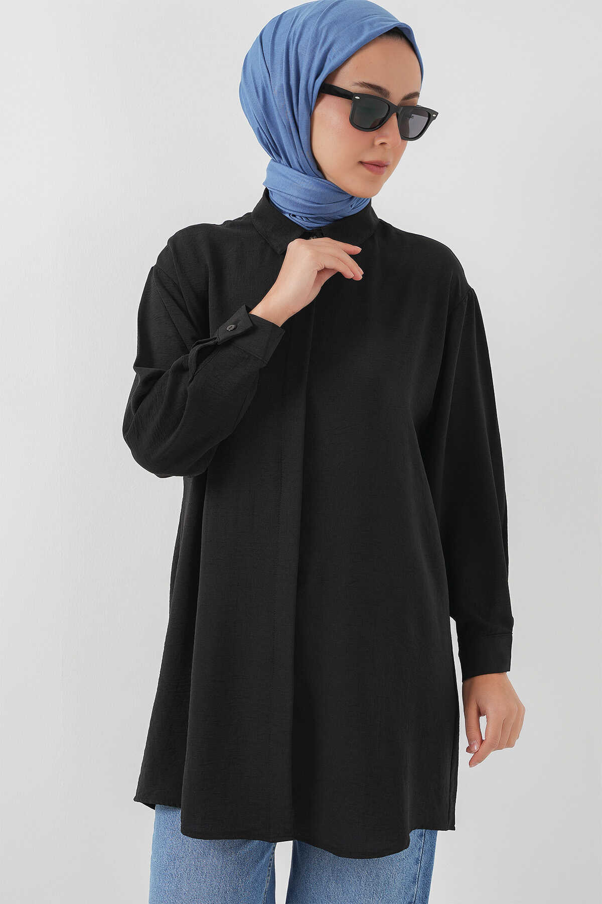 Kadın Uzun Gömlek Tunik 5945 - Siyah - 4