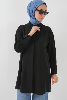 Kadın Uzun Gömlek Tunik 5945 - Siyah - 4