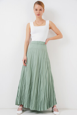 Kadın Uzun Kırışık Etek 8042 - Çağla 