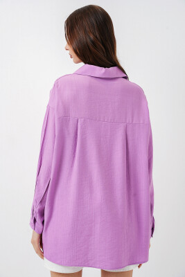 Kadın Uzun Oversize Gömlek 20334 - Lila - 5