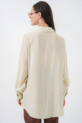 Kadın Uzun Oversize Gömlek 5965 - Ekru - 6