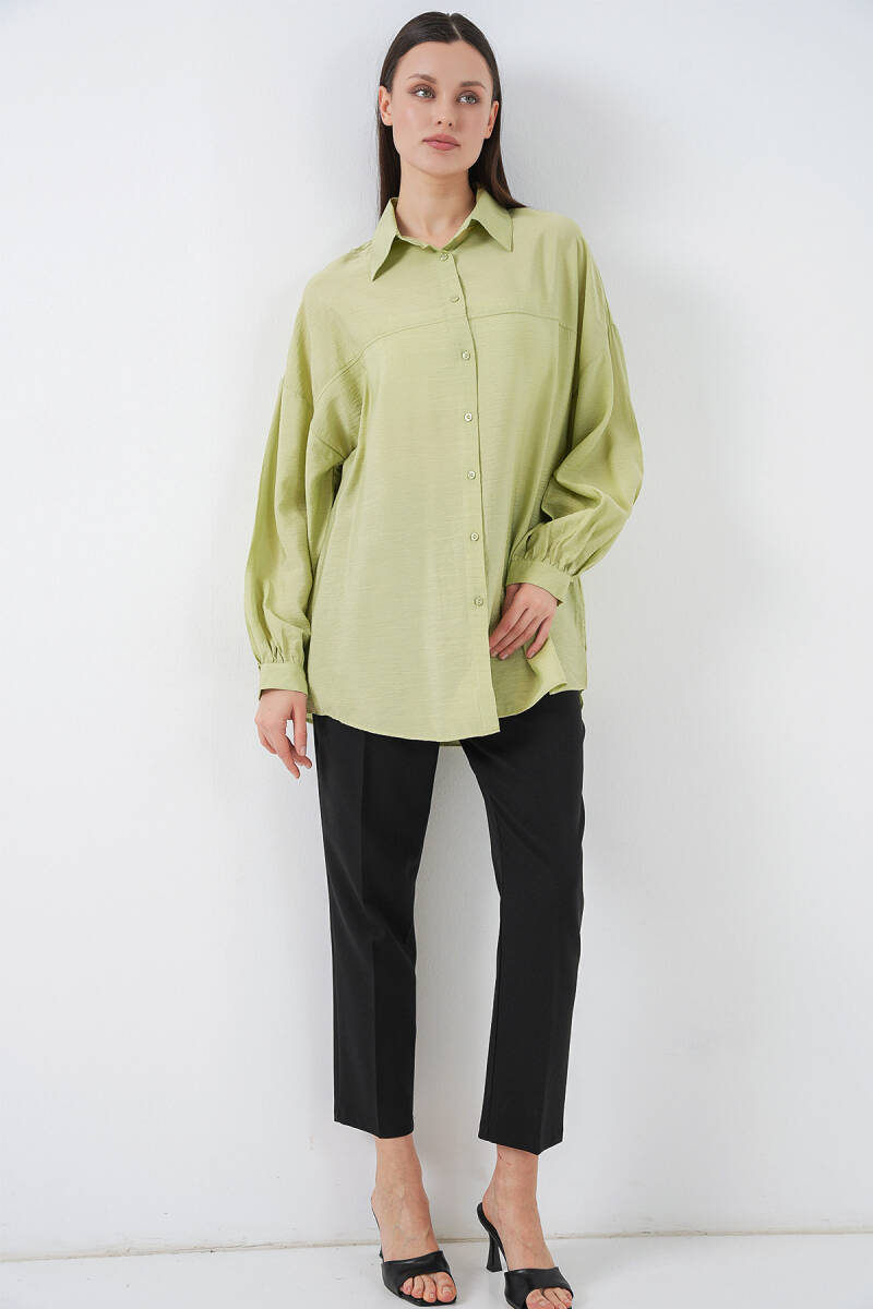 Kadın Uzun Oversize Gömlek 5965 - E.Yeşil (1)