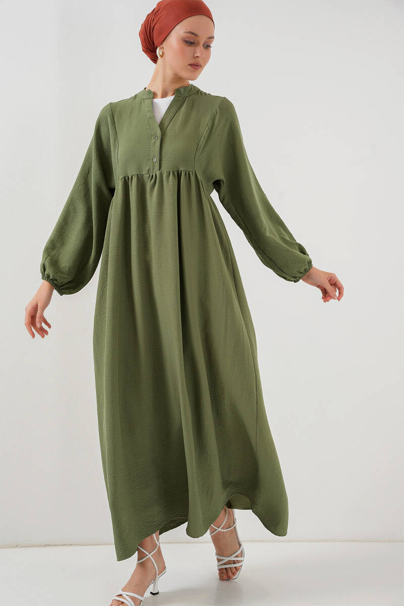 Kadın Uzun Tesettür Elbise 2525 - Haki - BİGDART