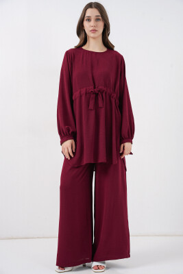 Kadın Uzun Tunik Pantolon İkili Takım 6719 - Bordo - BİGDART