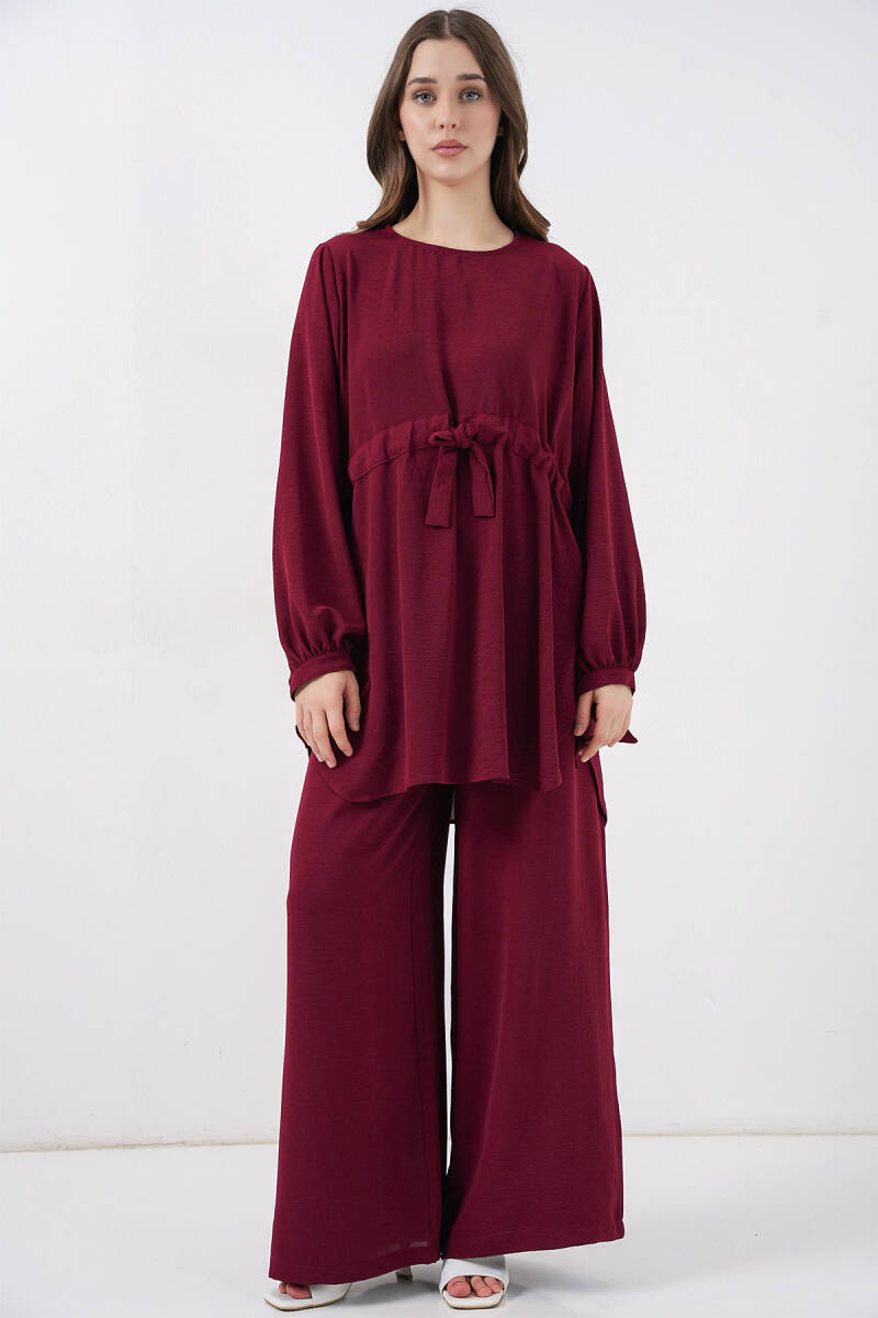 Kadın Uzun Tunik Pantolon İkili Takım 6719 - Bordo - BİGDART