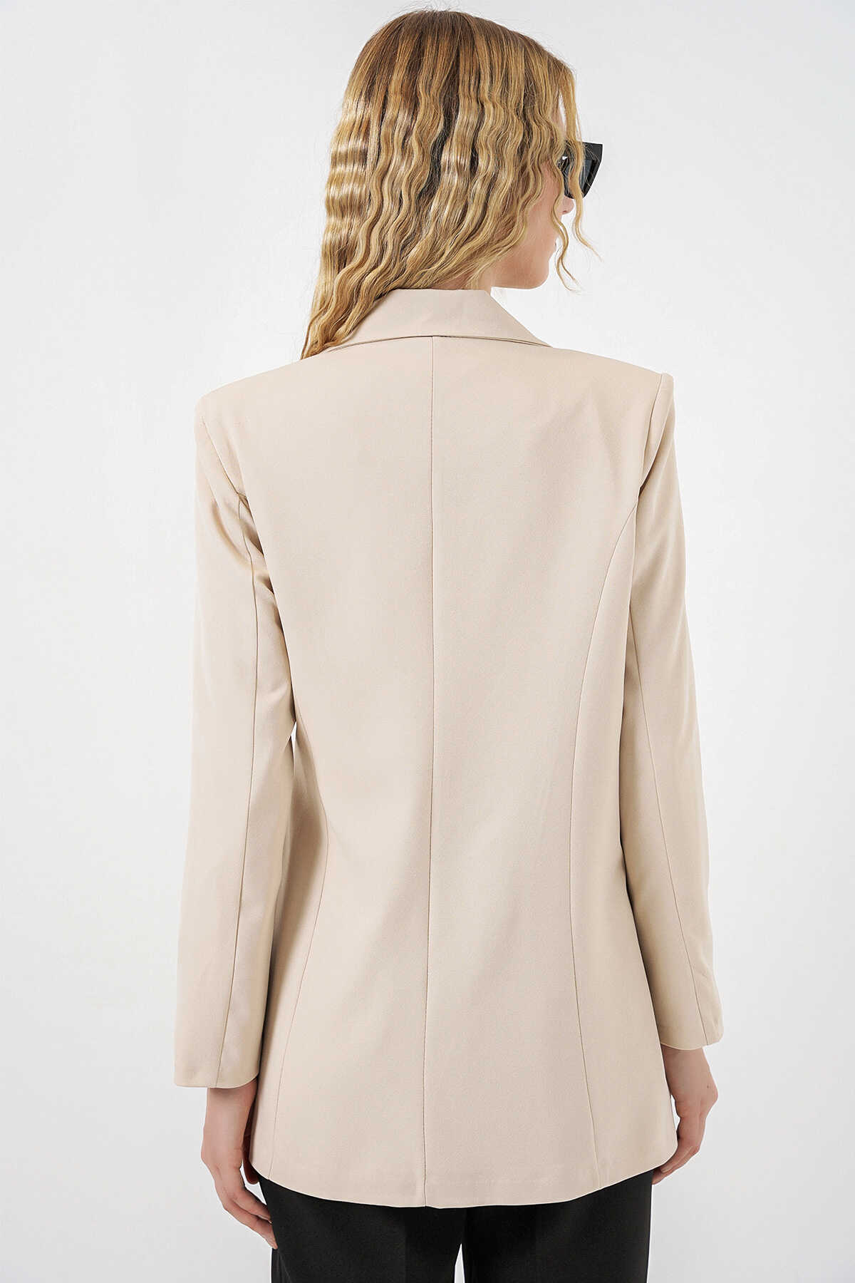 Kadın Yandan Bağlamalı Blazer Ceket 0750 - Bej - 6