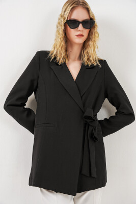 Kadın Yandan Bağlamalı Blazer Ceket 0750 - Siyah - BİGDART