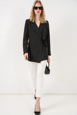 Kadın Yandan Bağlamalı Blazer Ceket 0750 - Siyah - 2
