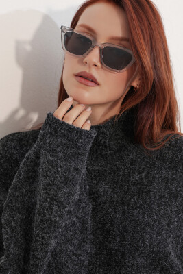 Kadın Yarasa Kol Oversize Triko Kazak 15969 - Siyah - 6