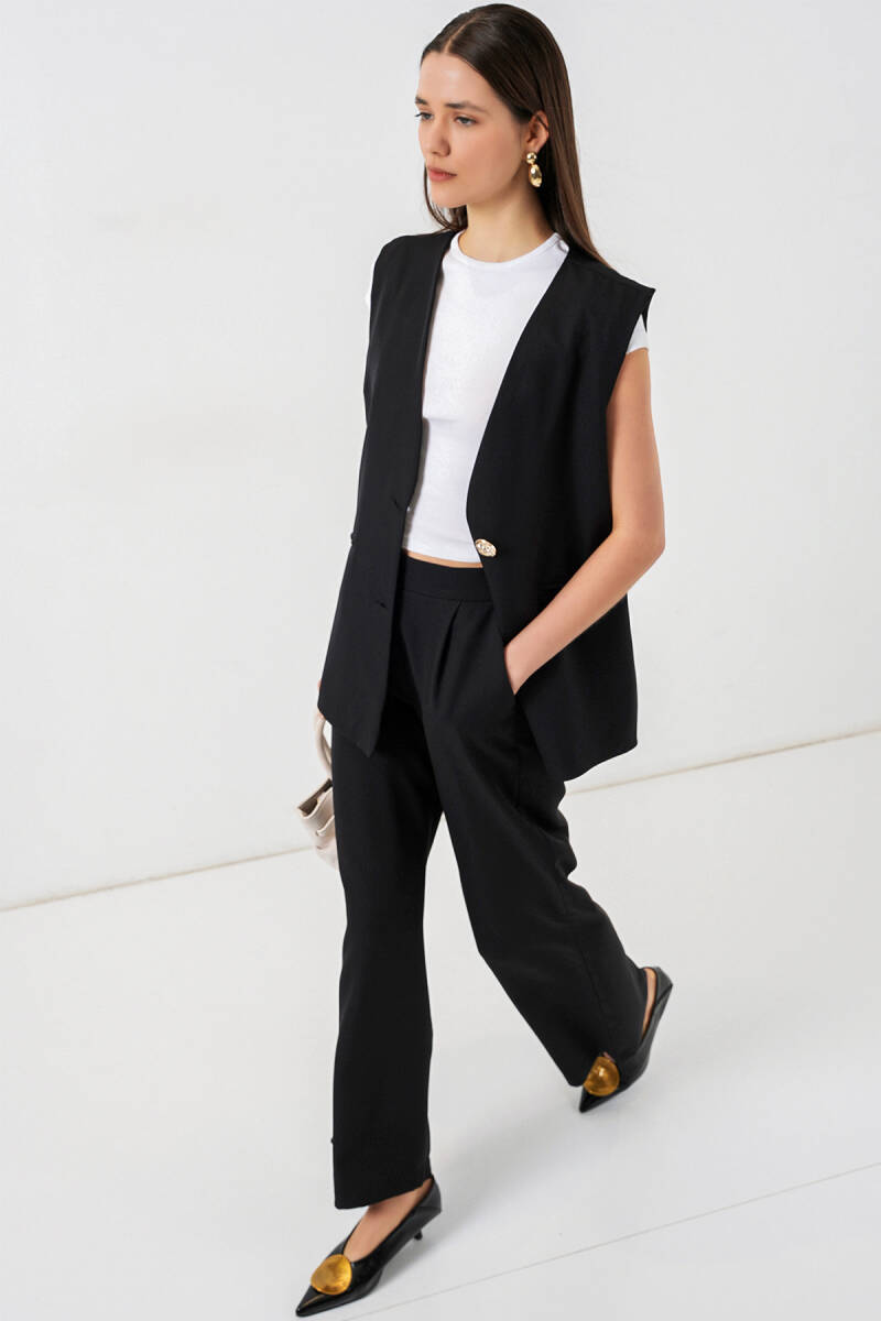 Kadın Yelek Pantolon İkili Takım 30086 - Siyah - BİGDART