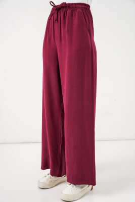 Kadın Yüksek Bel Geniş Paça Pantolon 30097 - Bordo - 4