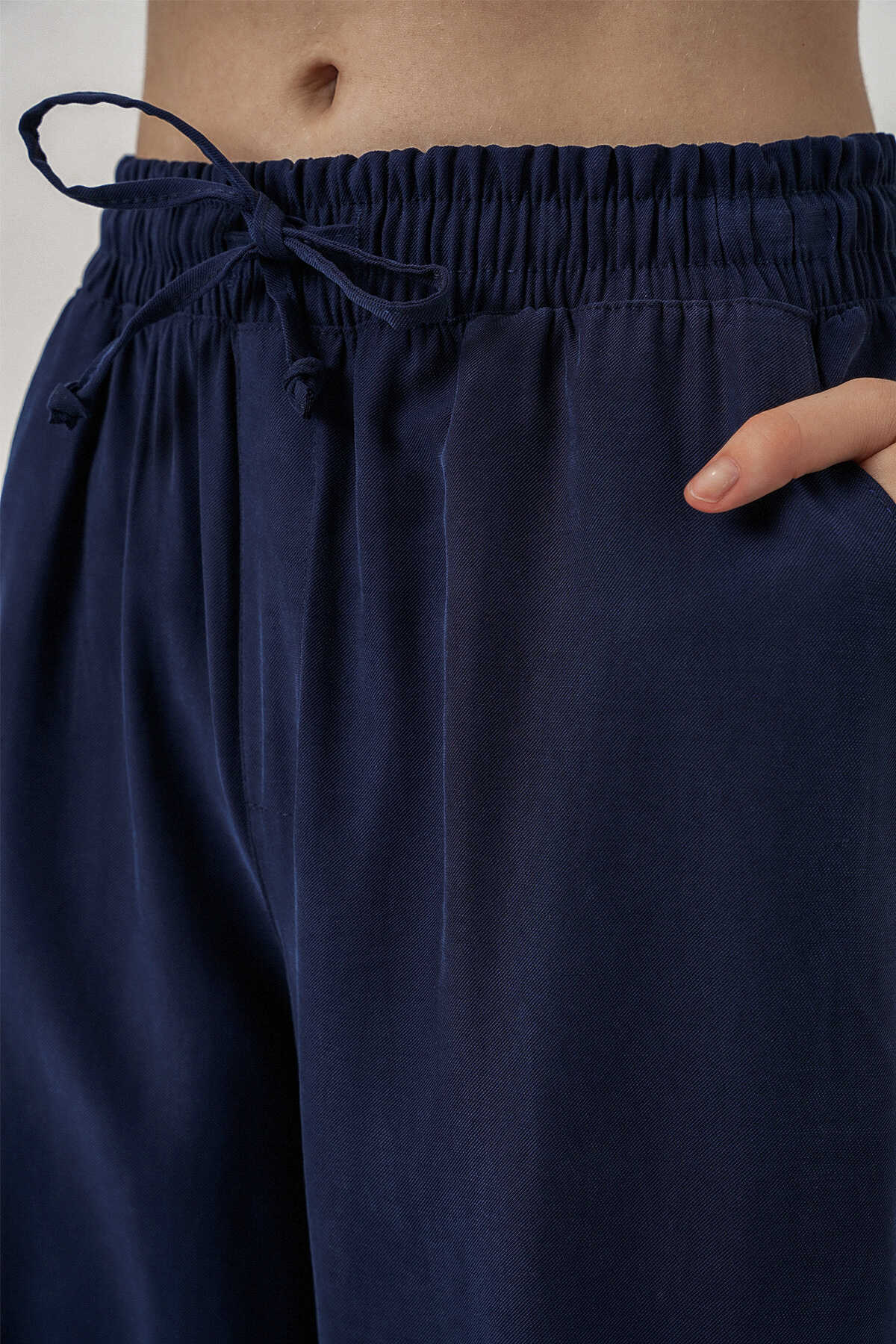 Kadın Yüksek Bel Geniş Paça Pantolon 30097 - Lacivert - 5