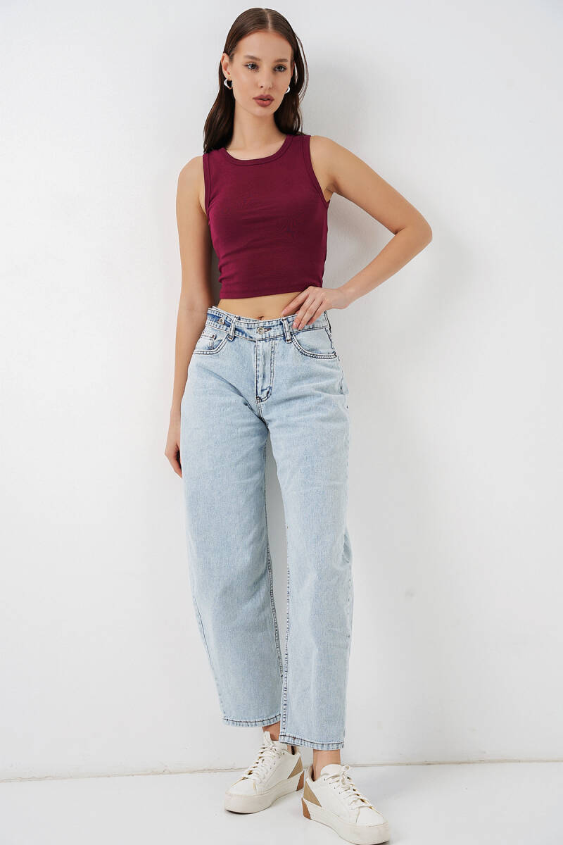 Kadın Yüksek Bel Kot Pantolon 30081 - Buz Mavi - BİGDART