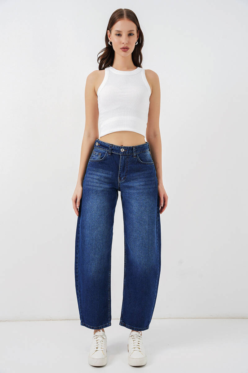 Kadın Yüksek Bel Kot Pantolon 30081 - Lacivert - BİGDART