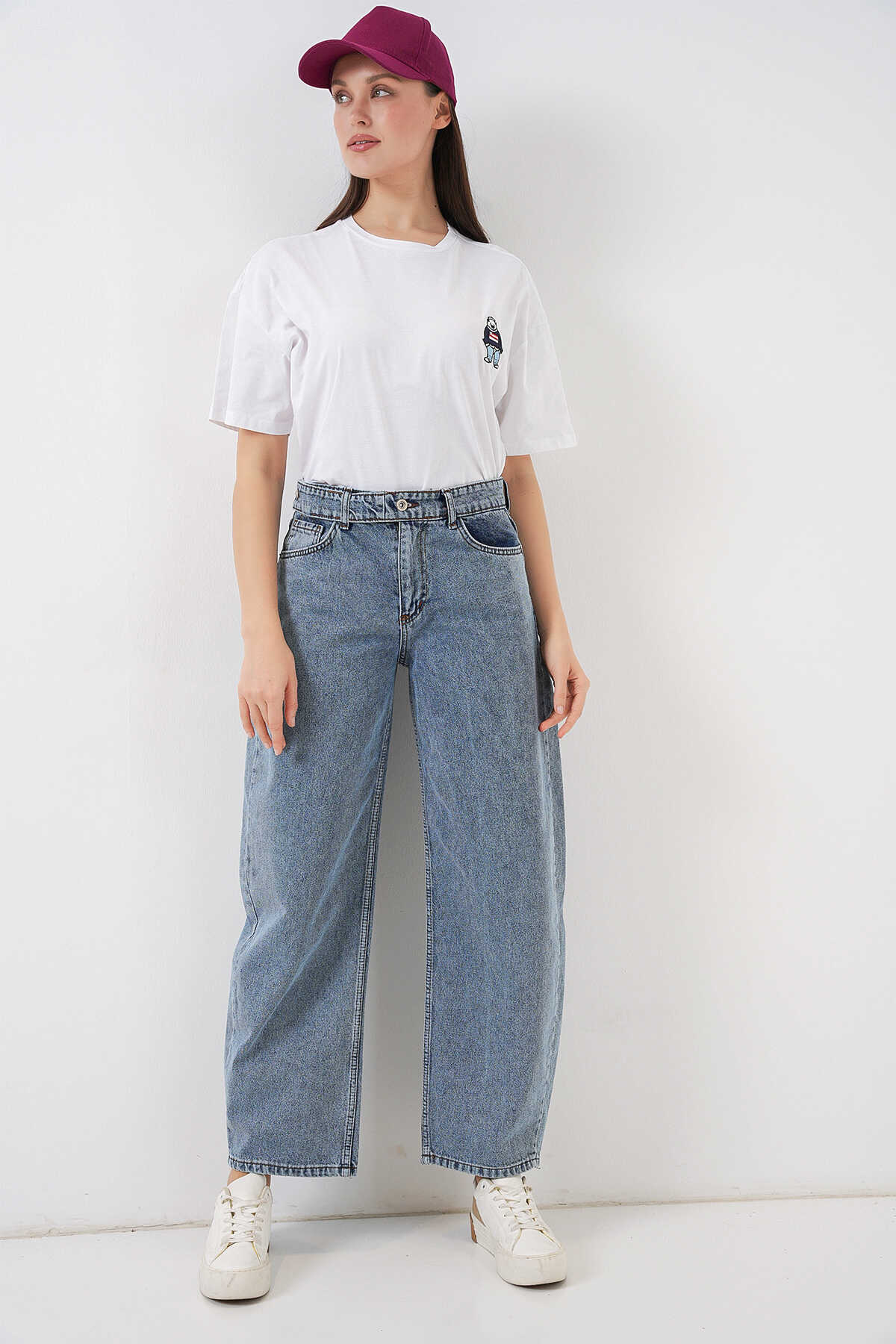 Kadın Yüksek Bel Kot Pantolon 30081 - Mavi - BİGDART