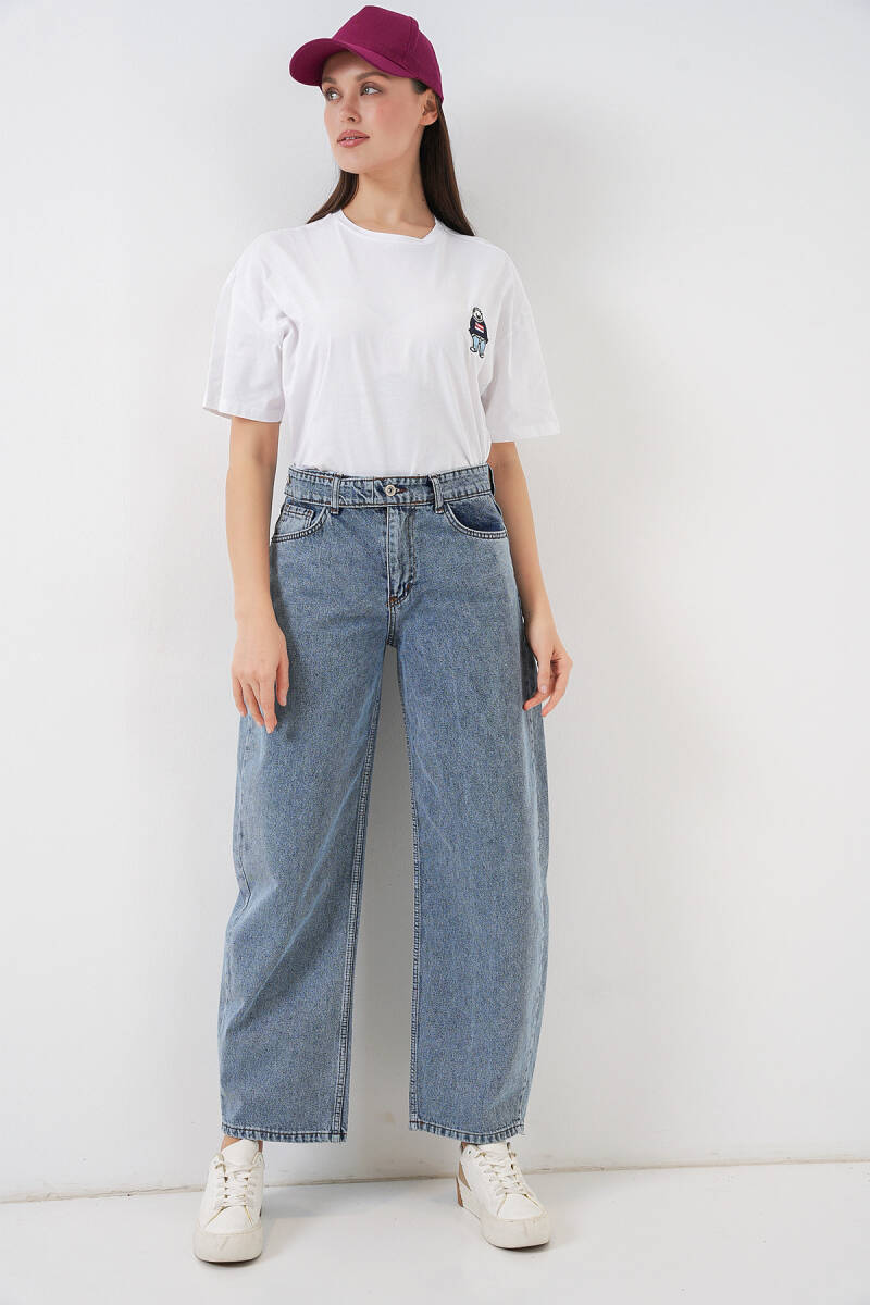 Kadın Yüksek Bel Kot Pantolon 30081 - Mavi - BİGDART