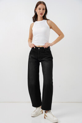 Kadın Yüksek Bel Kot Pantolon 30081 - Siyah - 1
