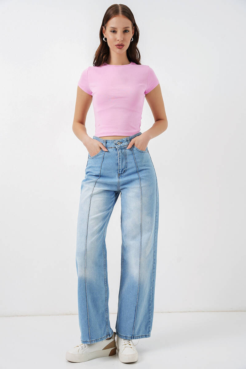 Kadın Yüksek Bel Kot Pantolon 30082 - Açık Mavi - BİGDART