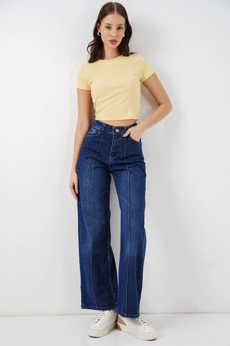 Kadın Yüksek Bel Kot Pantolon 30082 - Lacivert - BİGDART