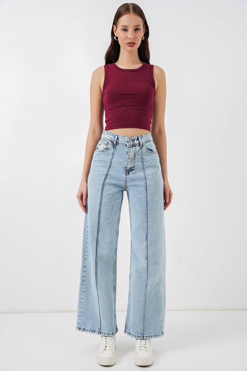 Kadın Yüksek Bel Kot Pantolon 30082 - Mavi - BİGDART